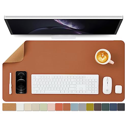 ナチュラルコルク &PU両面デスクマット、大型マウスパッド、デスクプロテクター、防水キーボードマット、オフィス/家庭/ゲーム/装飾に最適（茶色、80cm*40cm）