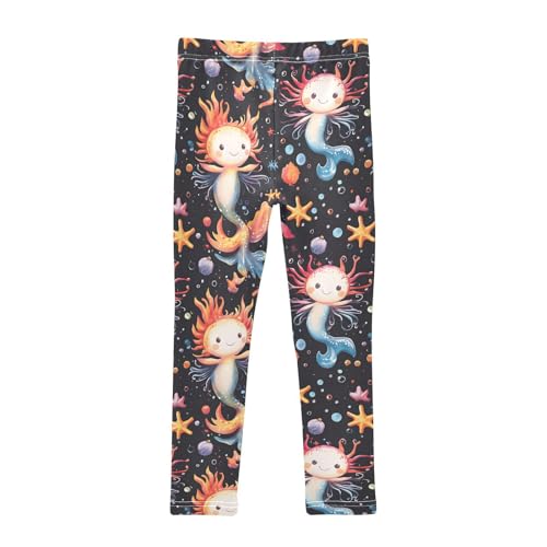 Cartoon Axolotl Girls Leggings Ultra Soft Compression Yoga Gym Pants for Kids 4-10T2