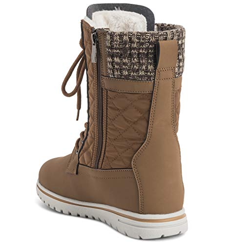 Polar Products Womens Quilted Short Faux Fur Snow Waterproof Winter Durable Warm Boots - 9 - TAN40 AYC0527