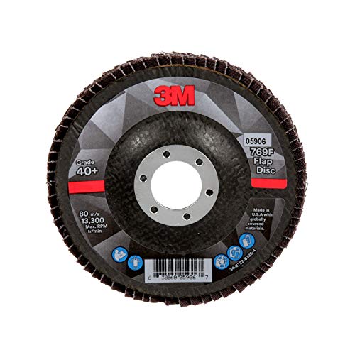 3M Flap Disc 769F, 40+, T29, 4-1/2 in x 7/8 in, 10 per case