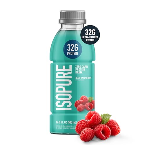 Image of Isopure Zero Carb 32g Clear Protein Ready-to-Drink, Whey Protein Isolate, Blue Raspberry, 12 Pack (Packaging May Vary)