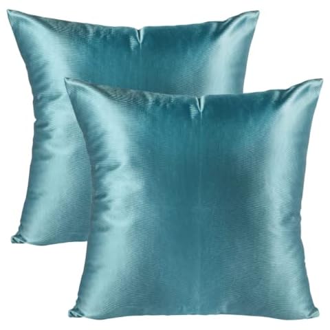 Rely+ Throw Pillow Covers - Pillow Inserts not Included, Covers Only- Decorative Pillow Covers - Square Throw Pillowcase - Home Decor Decorations for Sofa Couch Bed 18x18 Inch - Set of 2 - Ocean Blue Cover