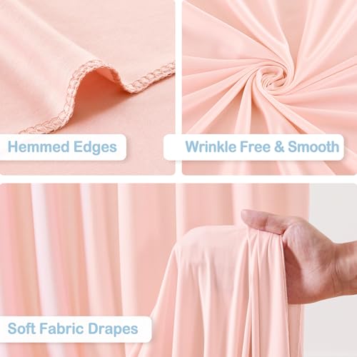 2 Panles Pale Pink Backdrop Curtains - Wrinkle Free Fabric Backdrop Curtain for Photoshoot,10ft Wedding Party Photo Backdrop Drapes for Birthday Baby Shower Photography Stage Background Decorations by Shillance - Used condition - Image 2
