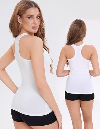 BQTQ 5 Stück Racerback Tank Tops Damen Yoga Tank Top Ringerrücken Oberteil Laufen Atmungsaktives Sports Tops Fitness Ärmelloses Oberteile, Schwarz, M