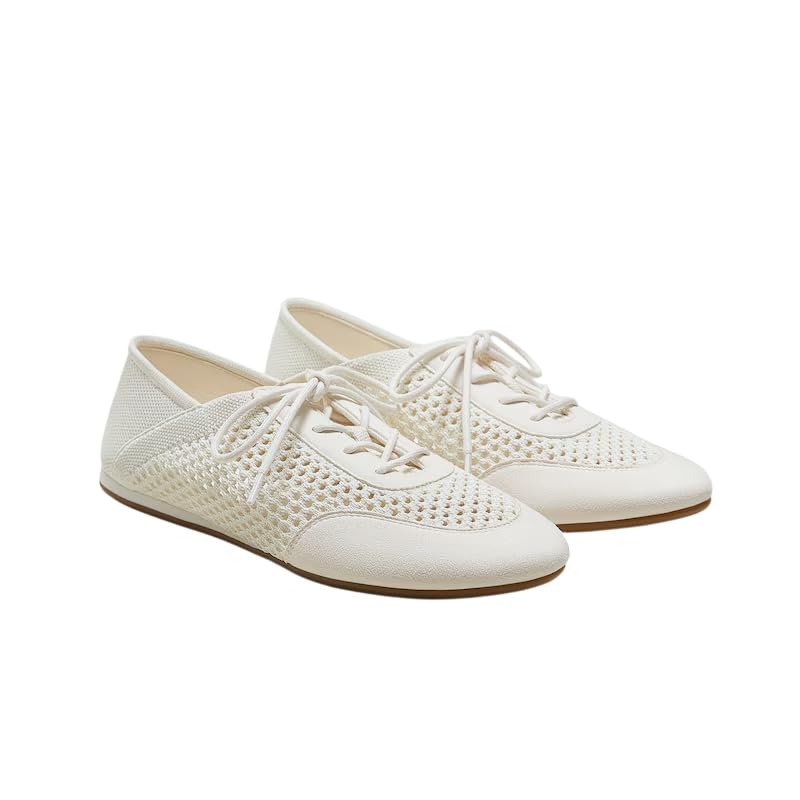VIVAIA Yara Round-Toe Lace-Up Mesh Sneakers - Lightweight and Breathable Everyday Shoes