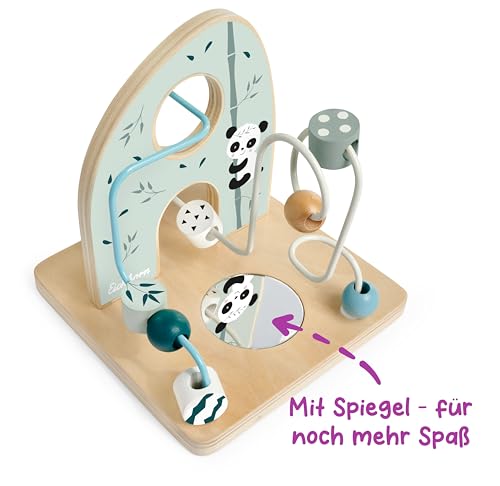 Eichhorn - Motorikschleife zur Förderung der motorischen Fähigkeiten, 2 Schleifen, mit Spiegelfläche, 14x14x14 cm, aus Birkenholz, ab einem Jahr, 100003803