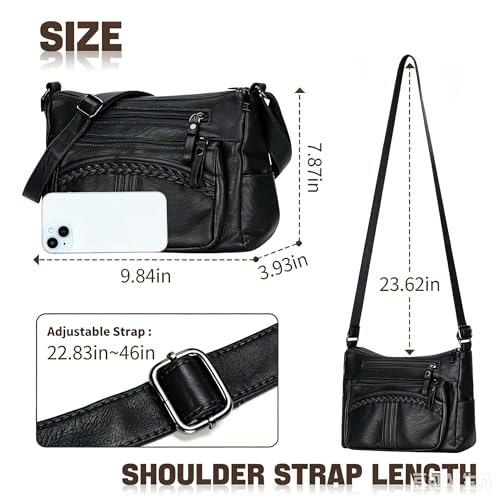 Image of ELDA Purses for Women Pocketbooks Soft PU Leather Ladies Crossbody Purse Multi Pocket Shoulder Bag