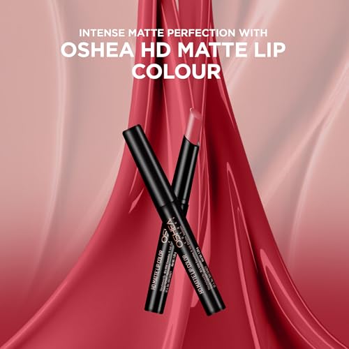 Image of Oshea Colors HD Matte Finish & Highly Pigmented Long Lasting Creamy Lipstick | Lightweight Formula Enriched with Castor Oil, Shea Butter & Jojoba Seed Oil | Free from Paraben - (Sunset Rose 10) 1.2g