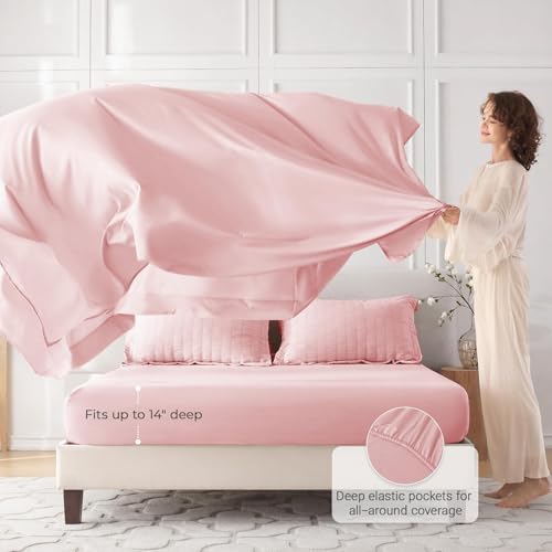 Image of MUXHOMO Pink Queen Comforter Set 7 Pieces, Seersucker Bed in a Bag Queen Size, All Season Luxury Bedding Set with Comforter, Flat Sheet, Fitted Sheet, Pillowcases & Shams