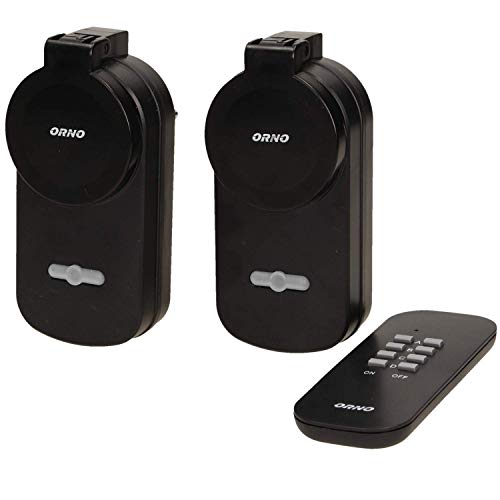 Orno GB-429 draadloze afstandsbediening voor buiten, 2 stopcontacten, 1 afstandsbediening, IP44, 1000 W
