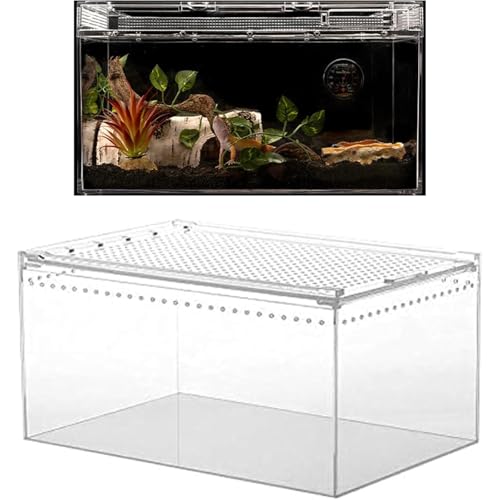 Holowa 爬虫類ケージ透明シェルターボックス飼育容器小動物カメタンク両生類に適しています (10x8.5x6cm)
