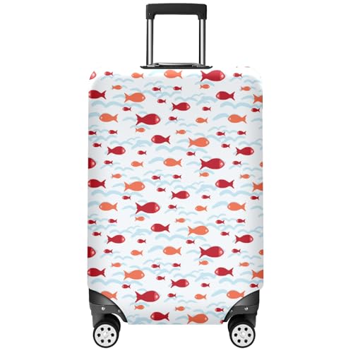 Travel Luggage Cover Suitcase Protector Scratch-Resistant Fit Not Included Suitcase Cute Small Red Fish S-19-21in