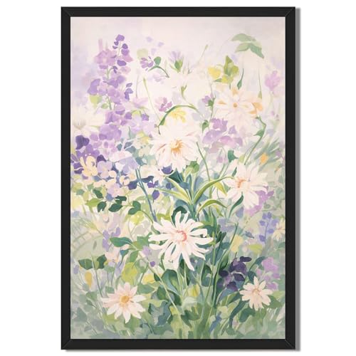 Floral Watercolor Canvas Wall Art Botanical Flower Painting Print, Pastel