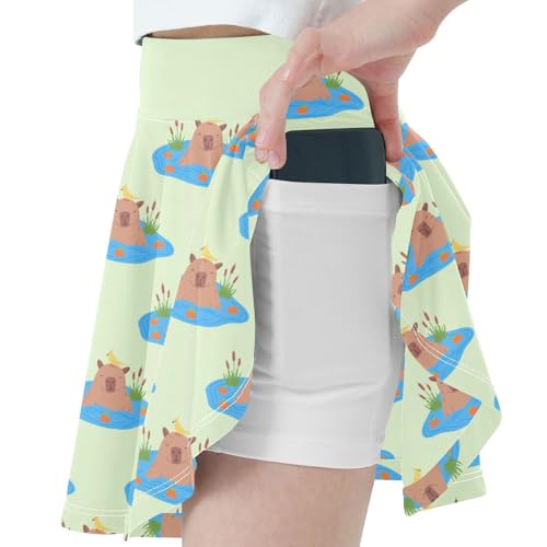 Girls Skorts High Waist Athletic Skirts with Shorts Cute Hippos Stretchy Teens Performance Tennis2
