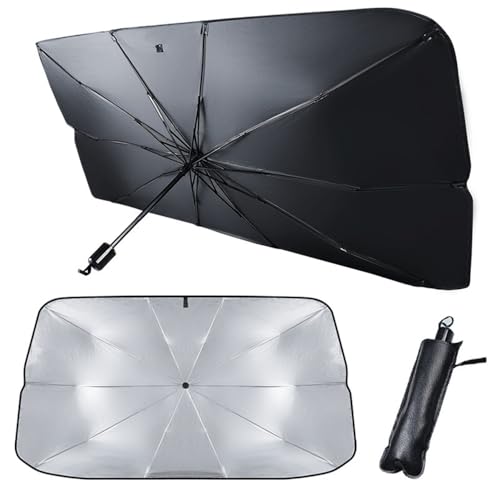 Car Sunshade Umbrella, Auto Retractable Windshield Sunshade Cover, Heat Shield for Cars, Fits Most Vehicles (55 x 31.5 Inch)