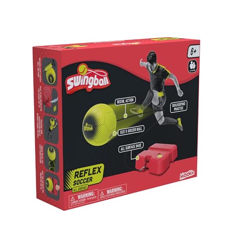 Swingball All Surface Soccer Trainer | Reflex Football | Rot/Gelb | Kinder 3+ | Fußballtrainer | Garten und Outdoor Ballspielzeug