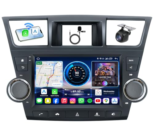 Image of 8 Core 4GB+64GB for Toyota Highlander 2008-2012 Car Radio Stereo Upgrade: Android 15, 9-Inch 1280 x 800 IPS, 5G Wireless CarPlay Android Auto, AM FM RDS, DSP, WiFi 6, GPS, SWC, Backup Camera