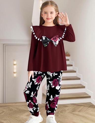 Toddler Girl Clothes Girl Fall Winter outfits Cotton Long Sleeves Ruffle Top Pants Little Girl Clothing Set3