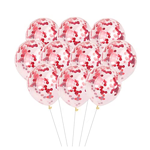 Image of Party Propz Red Confetti Balloons For Birthday - Set of 15 Pcs (12 inch) Christmas Decoration | Giant Confetti Balloons For Decoration | Red Balloon For Decoration Birthday (Latex)