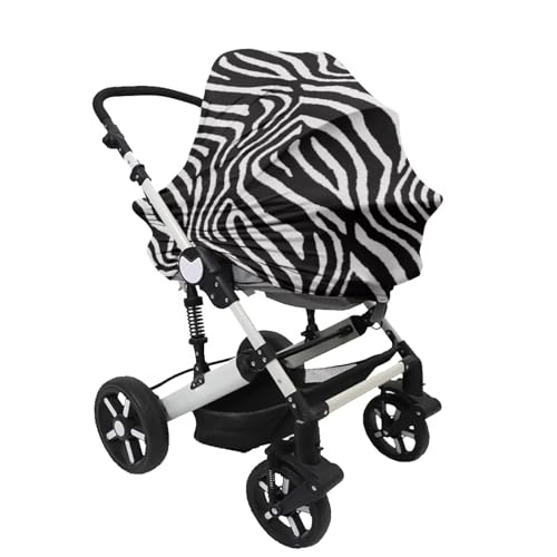 Image of Forchrinse Zebra Stripes Baby Car Seat Canopy for Boys Girls-Soft Nursing Breastfeeding Cover Multi-use Stroller Cover Washable