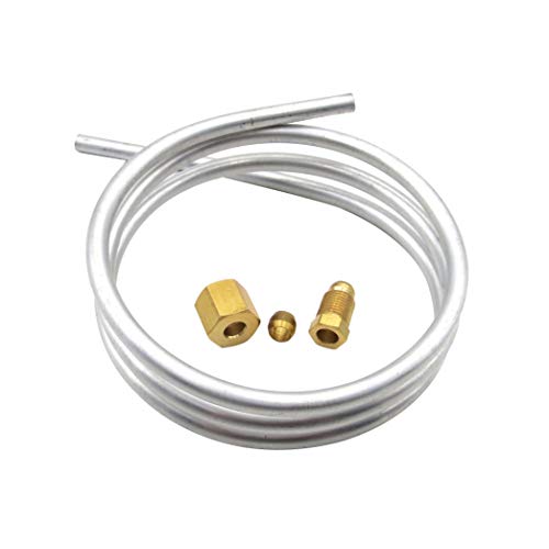 Meter Star Tuyau en aluminium de 6 mm avec raccords de compression olive M10 x 1 femelle et mâle Longueur 1 mètre/39 pouces Pièces de chauffe-eau à gaz
