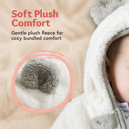 Image of Baby Deedee Bunting Teddy, Sherpa Hooded Teddy Ears Diaper Zip