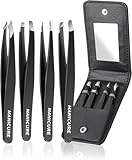 Tweezers for Women Facial Hair Precision Ingrown Hair Tweezer Set 4 Pcs Travel Eye Brow Tweezers Bulk Stocking Stuffers for Men and Women