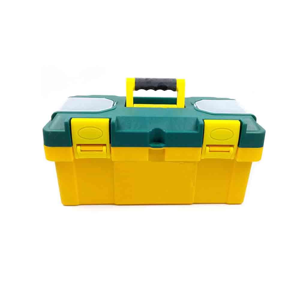 Boîte à outils multifonction en plastique jaune et vert 40x23cm