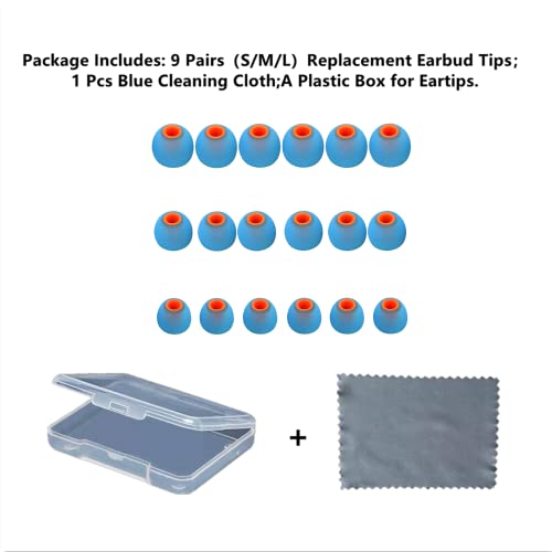 Image of Earbuds Replacement Tips Silicone Earbud Tips Ear Bud Replacement Pieces Ear Gels Fit for Inner Hole from 3.8mm - 5.1mm Earphones 9 Pairs S /M /L Blue-Orange