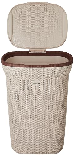 Image of Amazon Brand - Solimo Knit Laundry Basket - Big - 55 Litres - 44 Cm X 35 Cm X 61 Cm | Royal Light Brown - Polypropylene