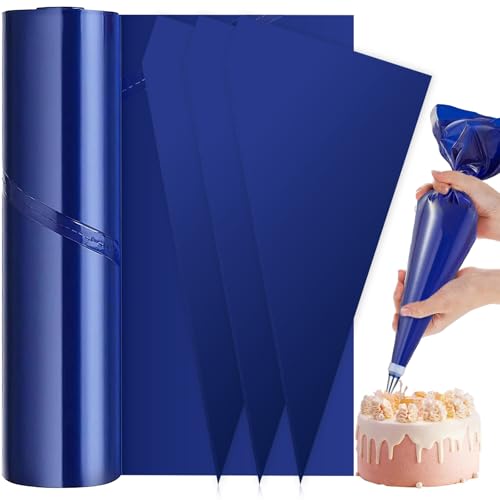 50 Pcs Disposable Piping Bags 21 Inch Blue Strong Hold Plastic Pastry Bags Icing Piping Bags for Baking and Cakes Cookies Decoration Extra Large (25 x 52cm)