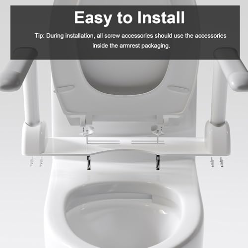 Inodoro Blanco Brillante de Una Pieza con Reposabrazos Plegables | Altura de Asiento de 17 Pulgadas, Marco de Reposabrazos para 480 lb, Descarga Dual de 1.1/1.6 GPF, Asiento de Cierre Suave, Rearme de 12 Pulgadas miniatura 5