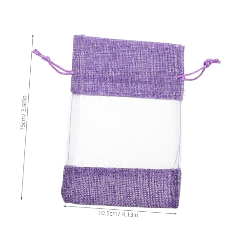 Bolsas de saco de malla con cordón lila 10 pcs miniatura 2