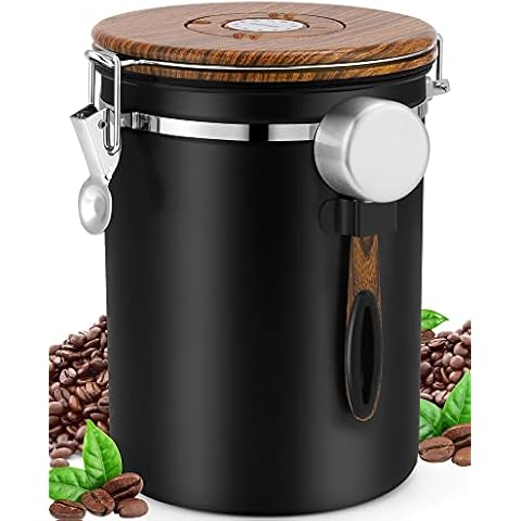 ZWOOS Kaffeedose Luftdicht 1kg Bohnen - Kaffeebohnen Behälter aus Edelstahl Cover