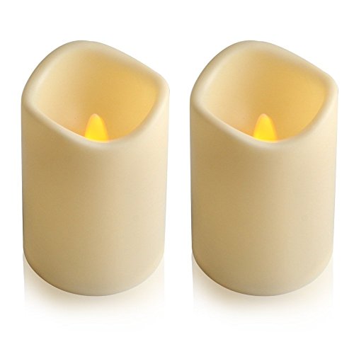 Jian ya na - Velas de té con pilas, sin llama, con luz parpadeante, con temporizador de 6 horas, de led, cilíndricas, paquete de 2 unidades, 10 x 7 cm Cover