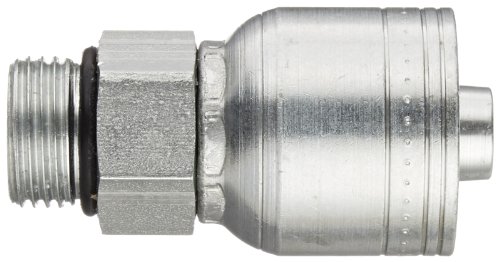 Image of Aeroquip 1AA8MB8 Carbon Steel Global TTC (Thru the Cover) Crimp Hose Fitting Male Boss O-Ring, Straight, 1 /2 inch Hose ID, 3 /4 inch - 16 Thread