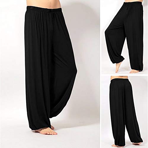 iYYVV Fashion Men\'s Casual Solid Loose Sweatpants Trousers Jogger Dancing Yoga Pant Black