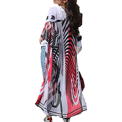 Tyidalin Femme Cardigan Plage Paréo Robe Kimono Maxi Longue Eté Mousseline Cache-Maillot de Bain Imprimé (Couleur 11) Cover