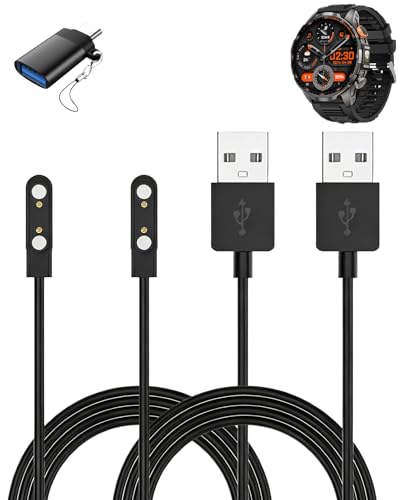 2 cables de carga para reloj inteligente BANLVS con adaptador USB-C negro