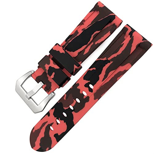 Bracelet montre camouflage rouge en caoutchouc pour vos aventures Panerai