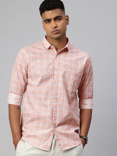 Image of Majestic Man Men Comfort Slim Fit Opaque Checked Cotton Casual Shirt