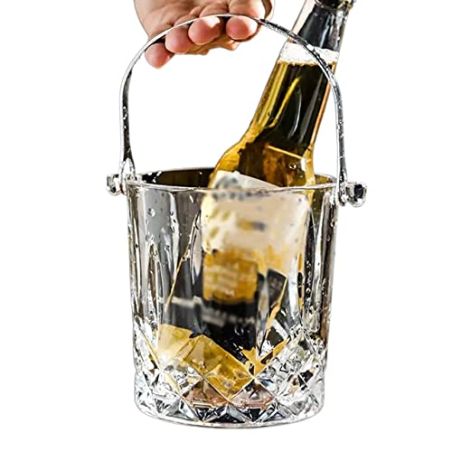Seau à Glaçons Seau à Glace en Verre de qualité 900ML Seau à Champagne Transparent for fête à la Maison avec poignées Rafraîchisseur Champagne (Color : A)