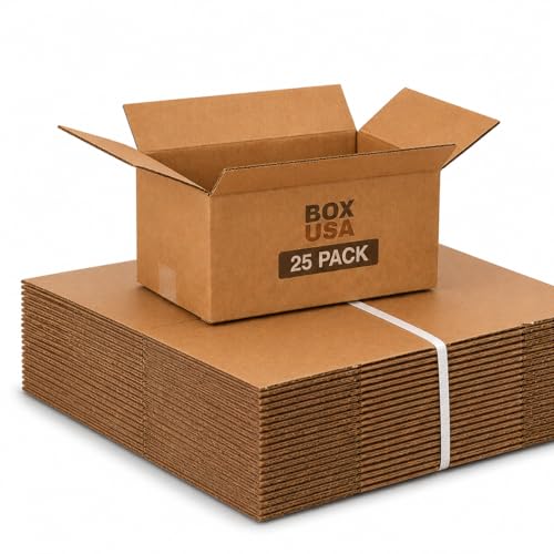Image of BOX USA Moving Boxes Holds 65lbs, 15 inchL x 10 inchW x 6 inchH (25-Pack) Small - Corrugated Cardboard Box for Shipping, Mailing, Packing, Packaging and Storage