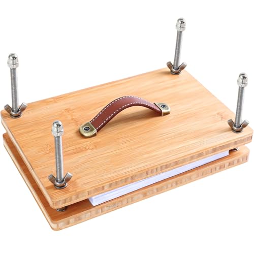 Bamboo Book Press for Beginners & Hobbyists 11.8x7.7 Inch Portable Bookbinding Press with Adjustable Pressure Handle DIY Book Binding Tool for Paper Flattening Flower Pressing & Craft Projects