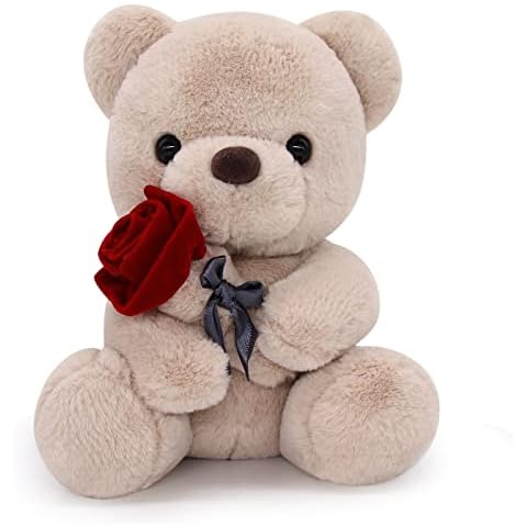 LSYDCARM Teddy Bear Stuffed Animals with Rose, 9Inch Valentines Day Teddy Bear, Valentines Day Gift for Girlfriend Boyfriend Kids, Kawaii Bear Plush, Anniversary,Birthdays Present Cover