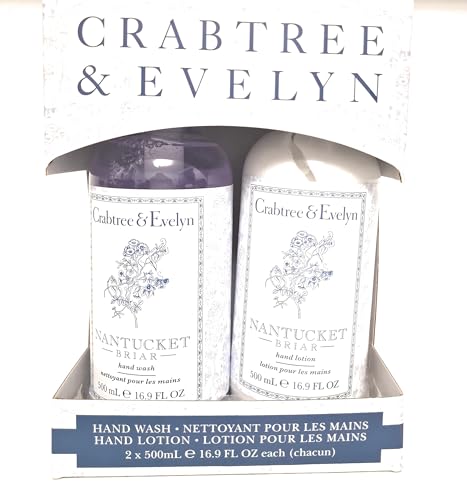 Bundle set of crabtree evelyn Nantucket Briar Hand Wash and Hand Lotion Gift Pack - 500 ml Each