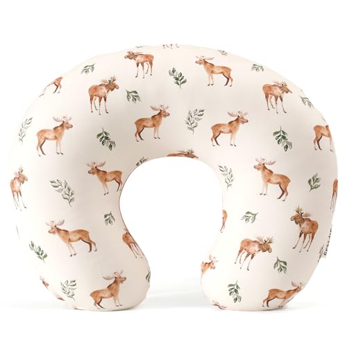 Image of GRSSDER Reversible Nursing Pillow Cover, Ultra Soft Stretchy Minky Removable Nursing Covers Fitted for Breastfeeding Pillows Snug and Safe, Elk