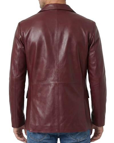 Image of Decrum Lambskin Leather Blazer for Men - Genuine Leather Sport Coat for Formal & Business Casual