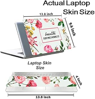 Inkykart Floral D20 Top+Wrist Pad Vinyl Laptop Skin/Sticker/Cover for 14 Inches Laptops Laminated-Removable-HD Quality Compatible for Hp-Dell-Sony-Lenovo-Asus etc.(13.8x9.6 Inches)