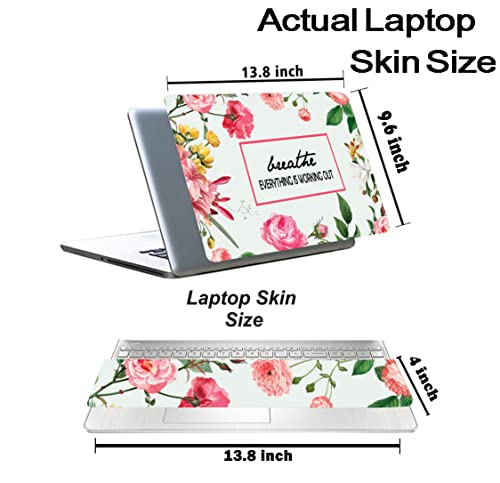 Inkykart Floral D20 Top+Wrist Pad Vinyl Laptop Skin/Sticker/Cover for 14 Inches Laptops Laminated-Removable-HD Quality Compatible for Hp-Dell-Sony-Lenovo-Asus etc.(13.8x9.6 Inches)